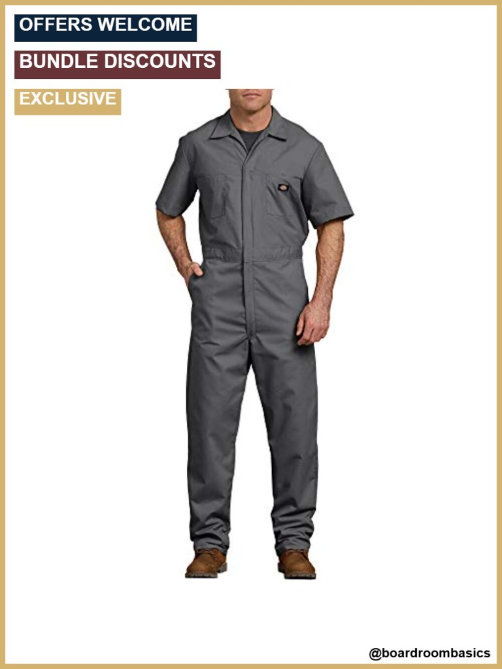 Dickies Men's Short Sleeve Coverall Zipper Front Work Jumpsuit Mechanic Uniform